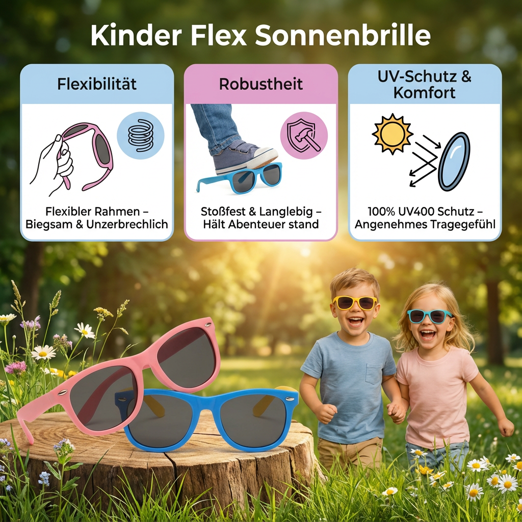 Kinder Flex Sonnenbrille mit Flexiblem und robustem Rahmen
