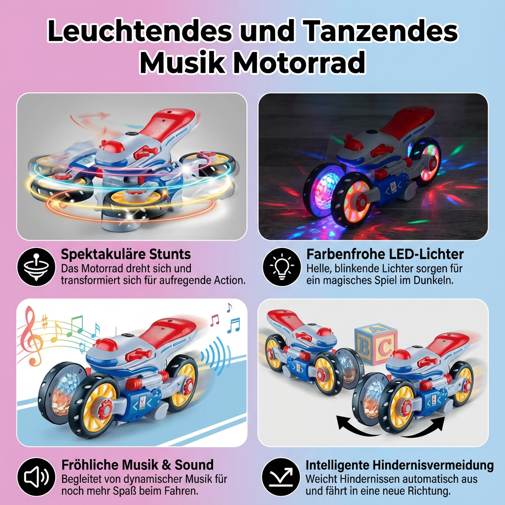 Leuchtendes und Tanzendes Musik Motorrad