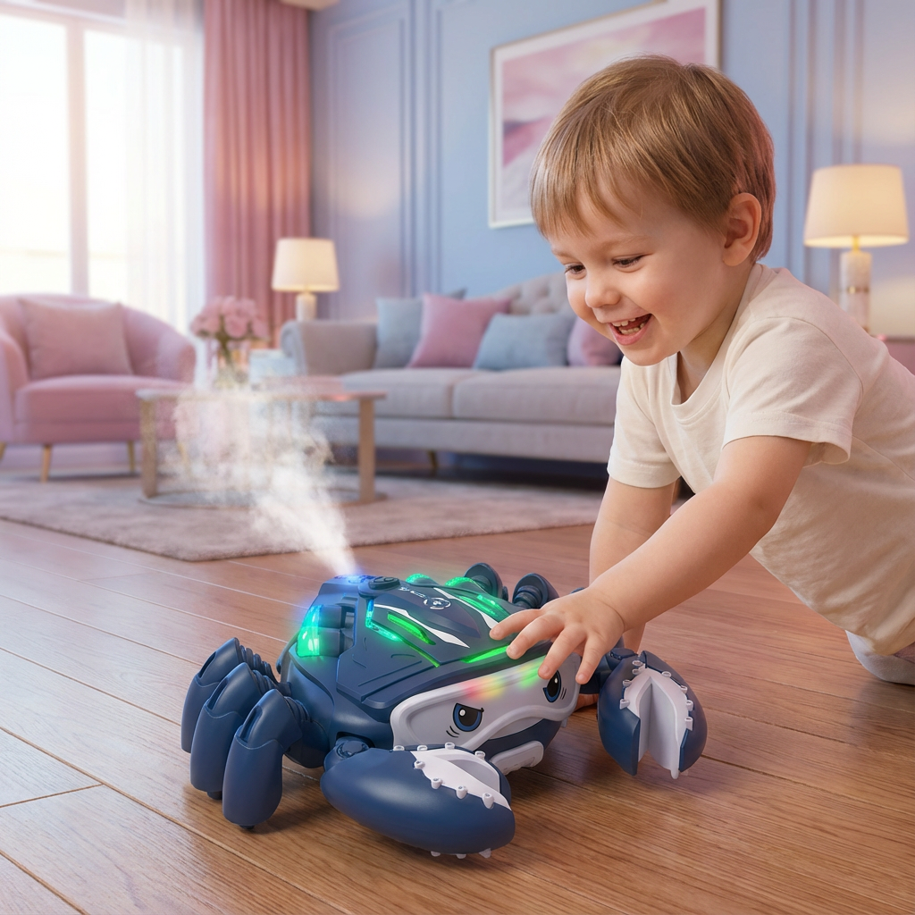 Leuchtende und Wasserdampf Sprühende Musik Krabbe