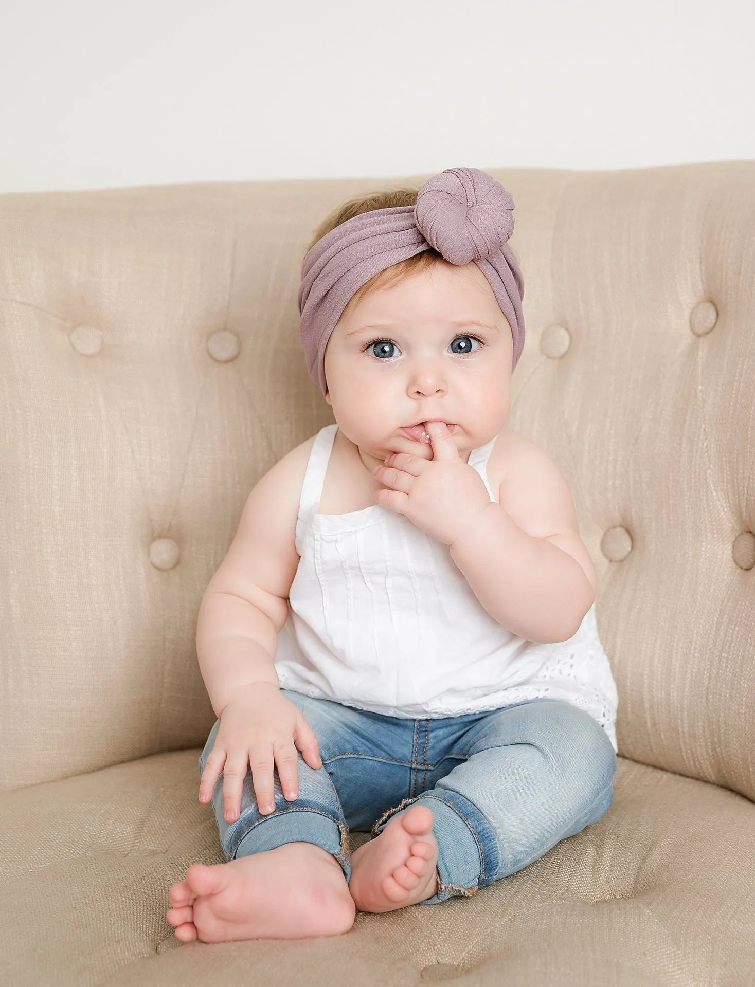 Baby Turban Stirnband Mädchen – Weiches Knotenmuster Haarband