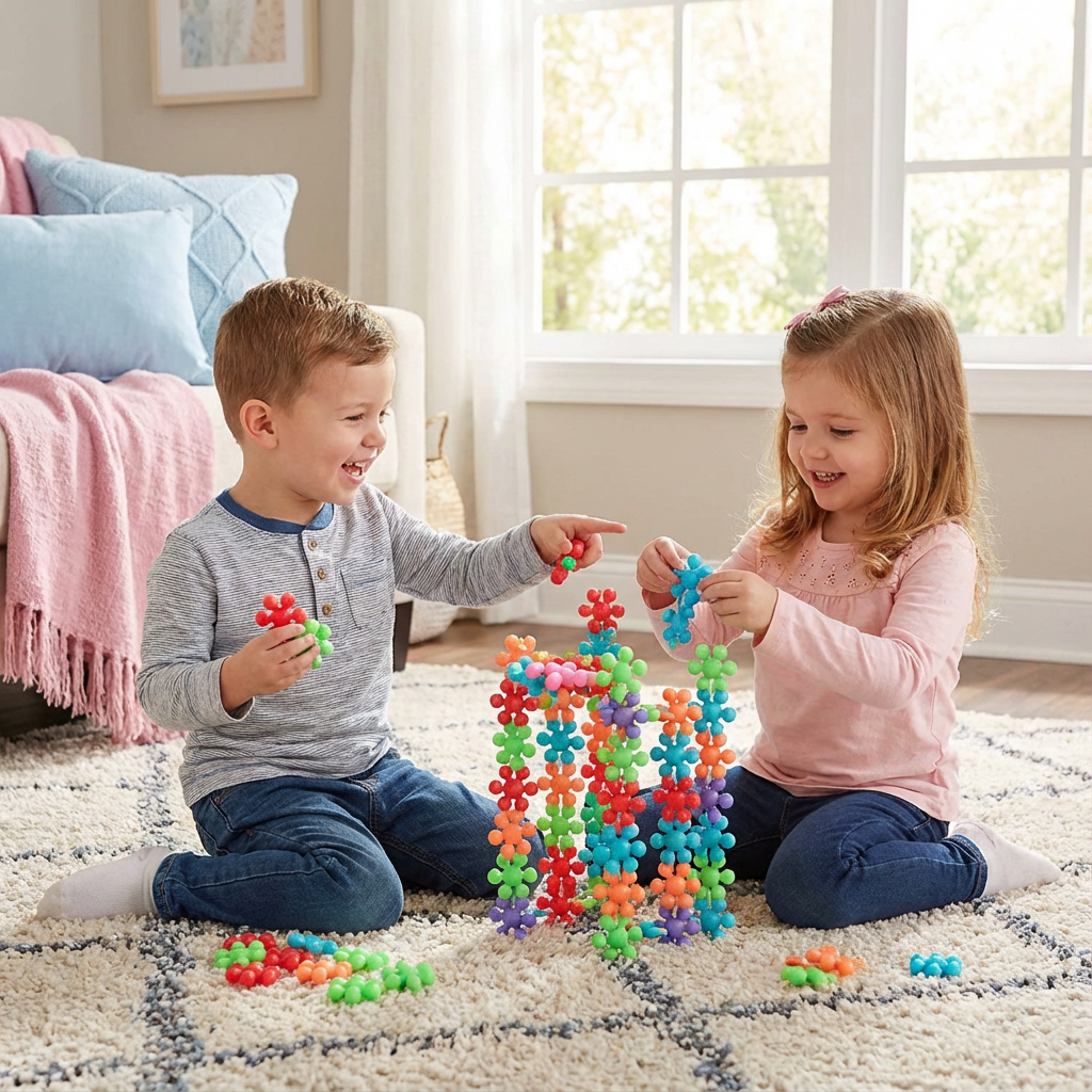 Kreative Montessori Schneeflocken Bausteine