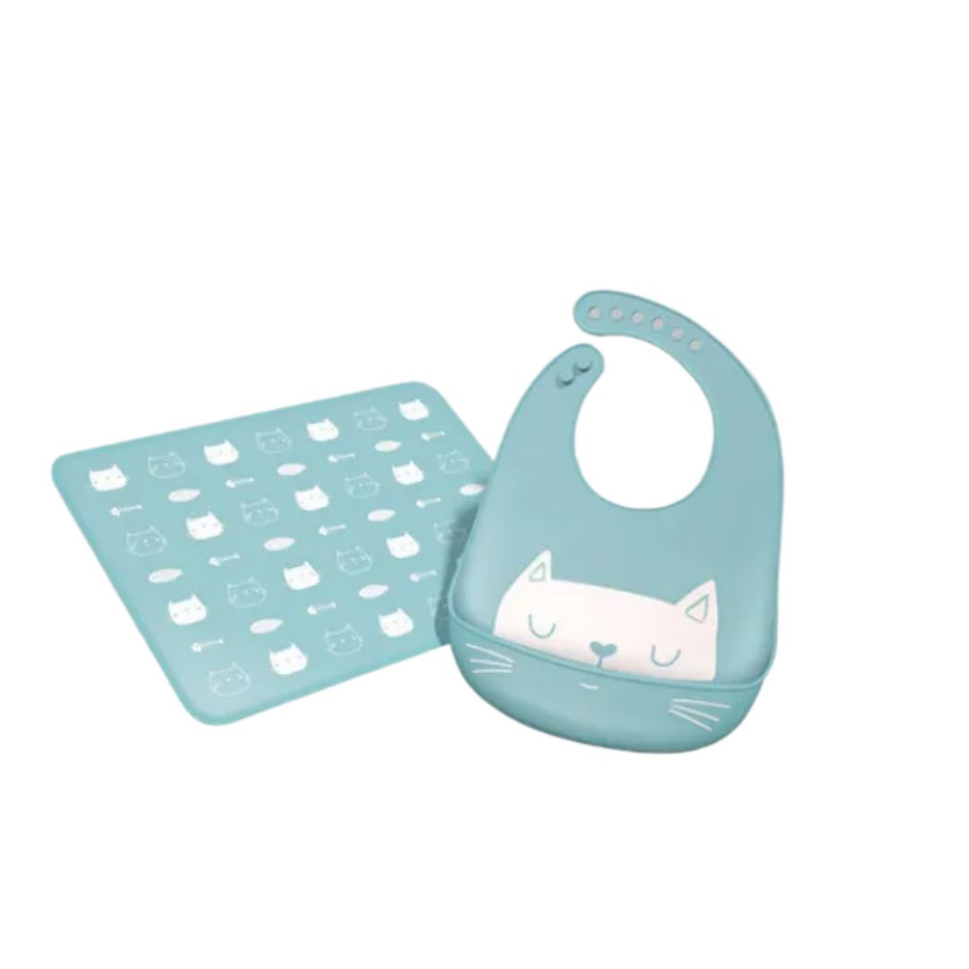 Silikon Lätzchen mit Auffangschale – Weiches Baby Lätzchen mit Tiermotiv