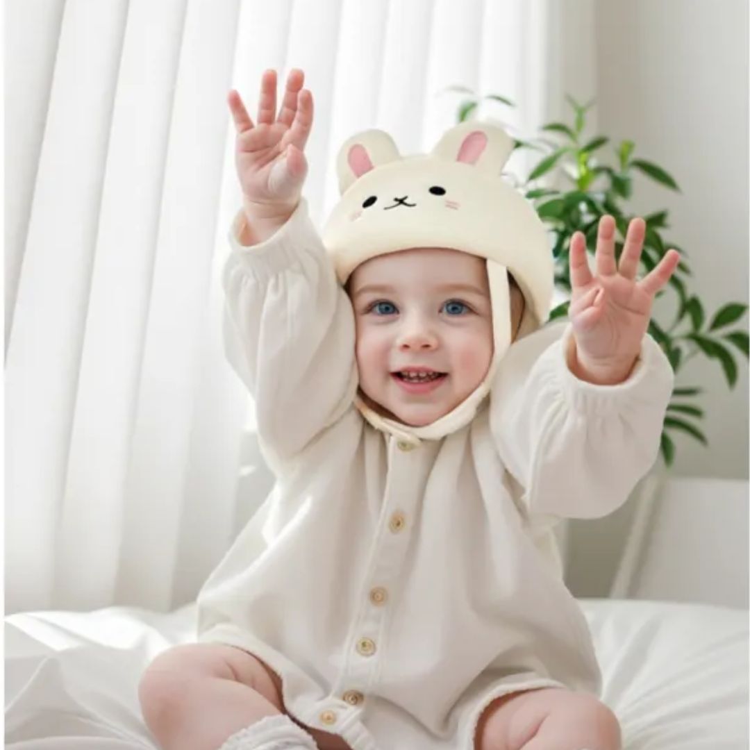 Baby Schutzhelm mit Tiermotiv – Weicher Kopfschutz für Kleinkinder