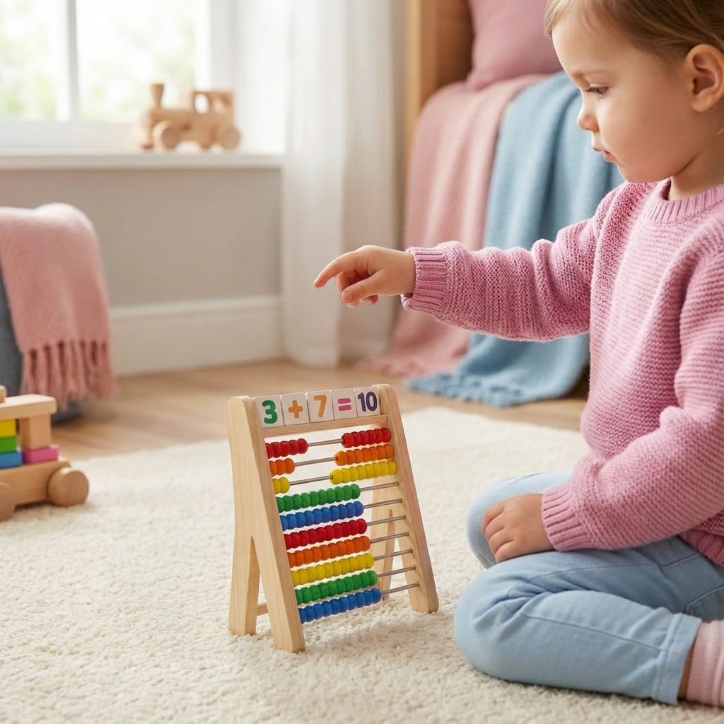Holz-Rechenrahmen zum Zählen und Rechnen lernen