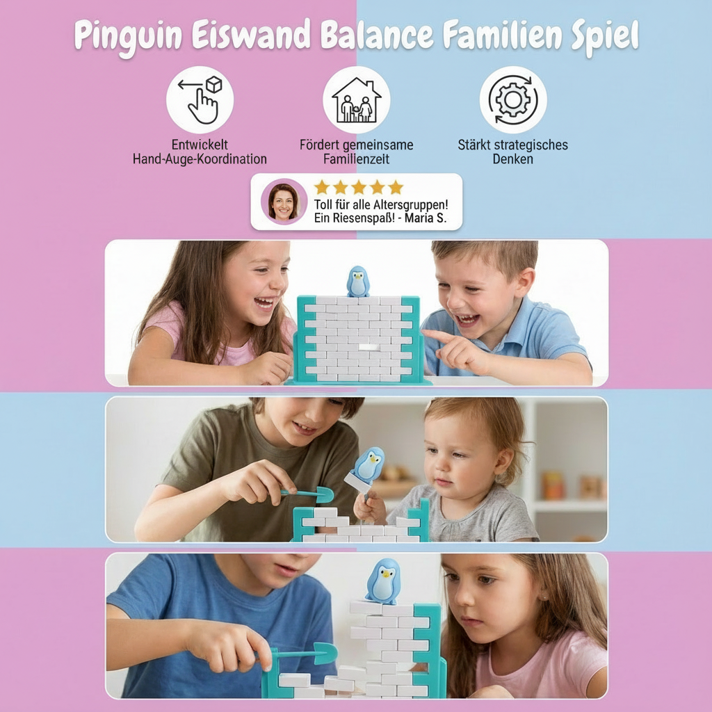 Pinguin Eiswand Balance Familien Spiel