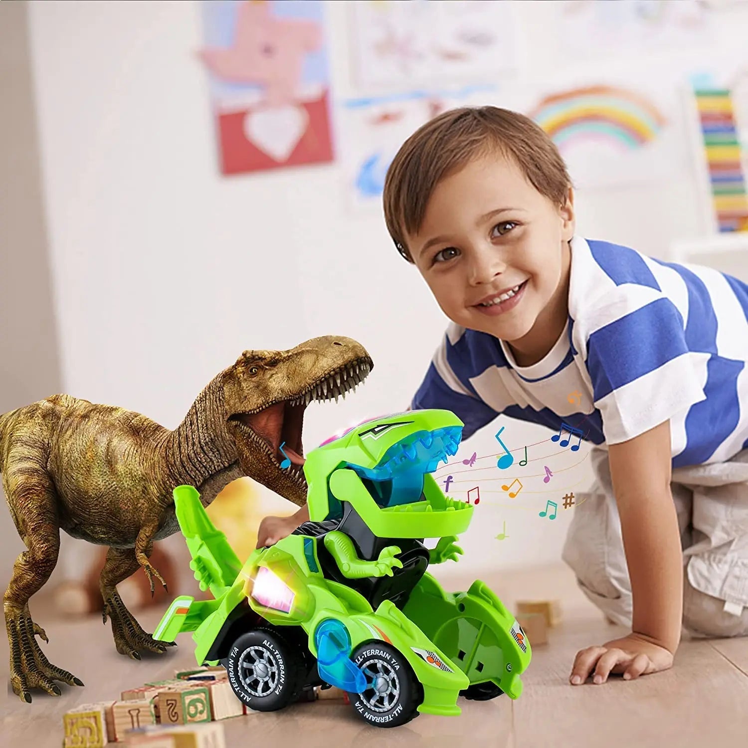 Dino-Transformer Auto – Automatische Verwandlung Mit Licht & Sound