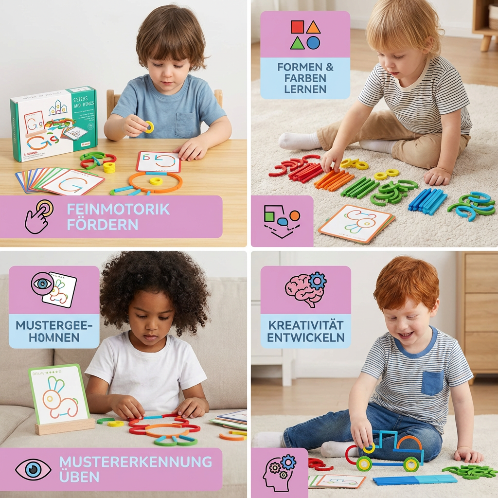 Pädagogisches Montessori Stöcke und Ringe Puzzle Bausteine