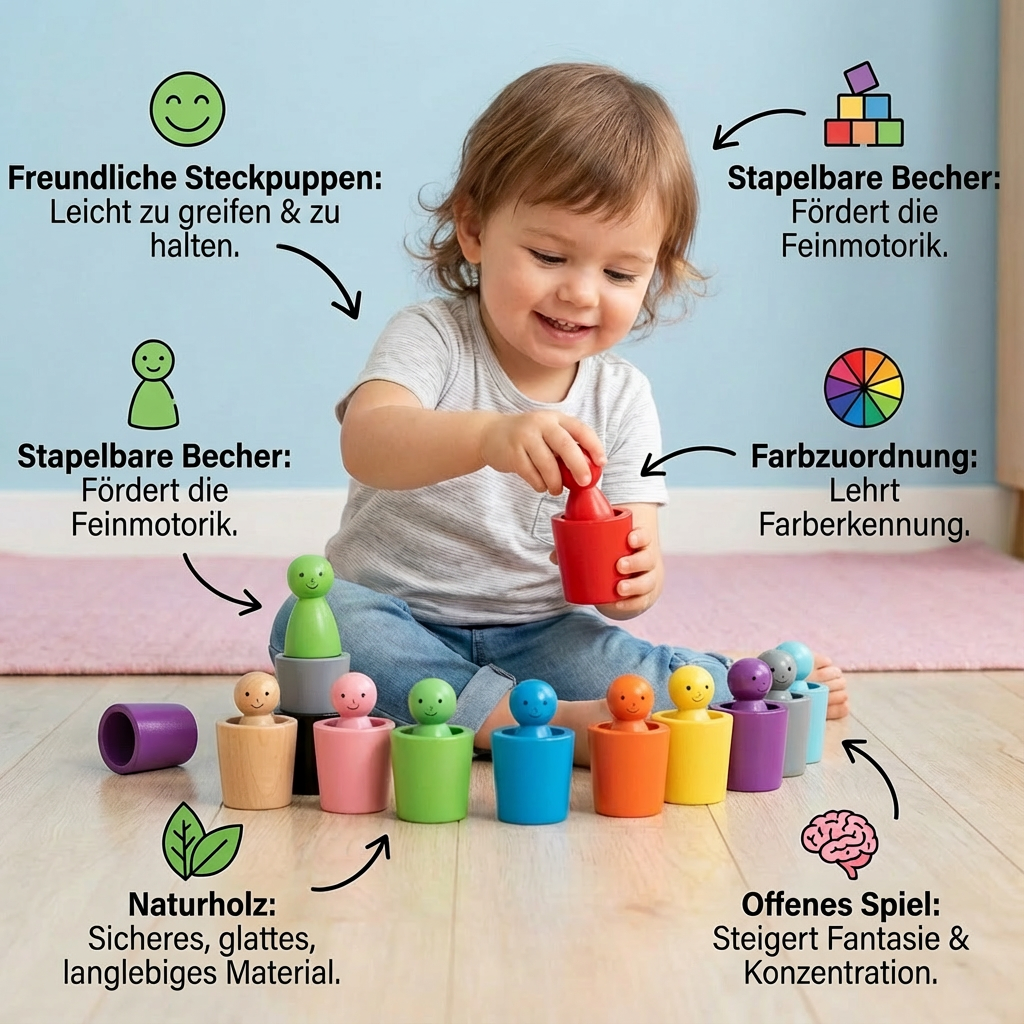 Montessori Farben Sortierbecher Lernspiel Aus Holz
