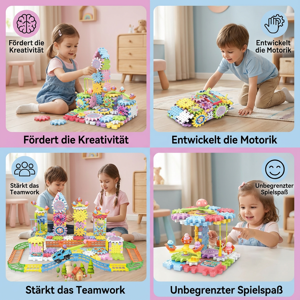 Rotierendes Montessori Zahnrad-Baustein Spielzeug