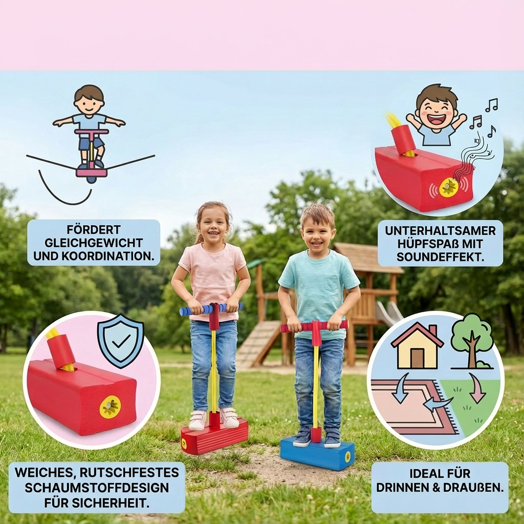 Kinder-Pogo-Hüpfer aus Schaumstoff – Hüpfspielzeug für drinnen & draußen