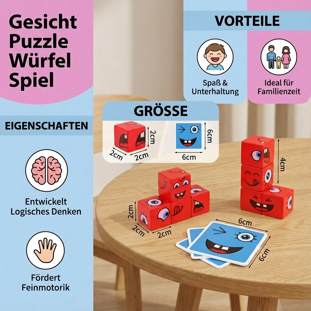 Gesicht Puzzle Würfel Spiel