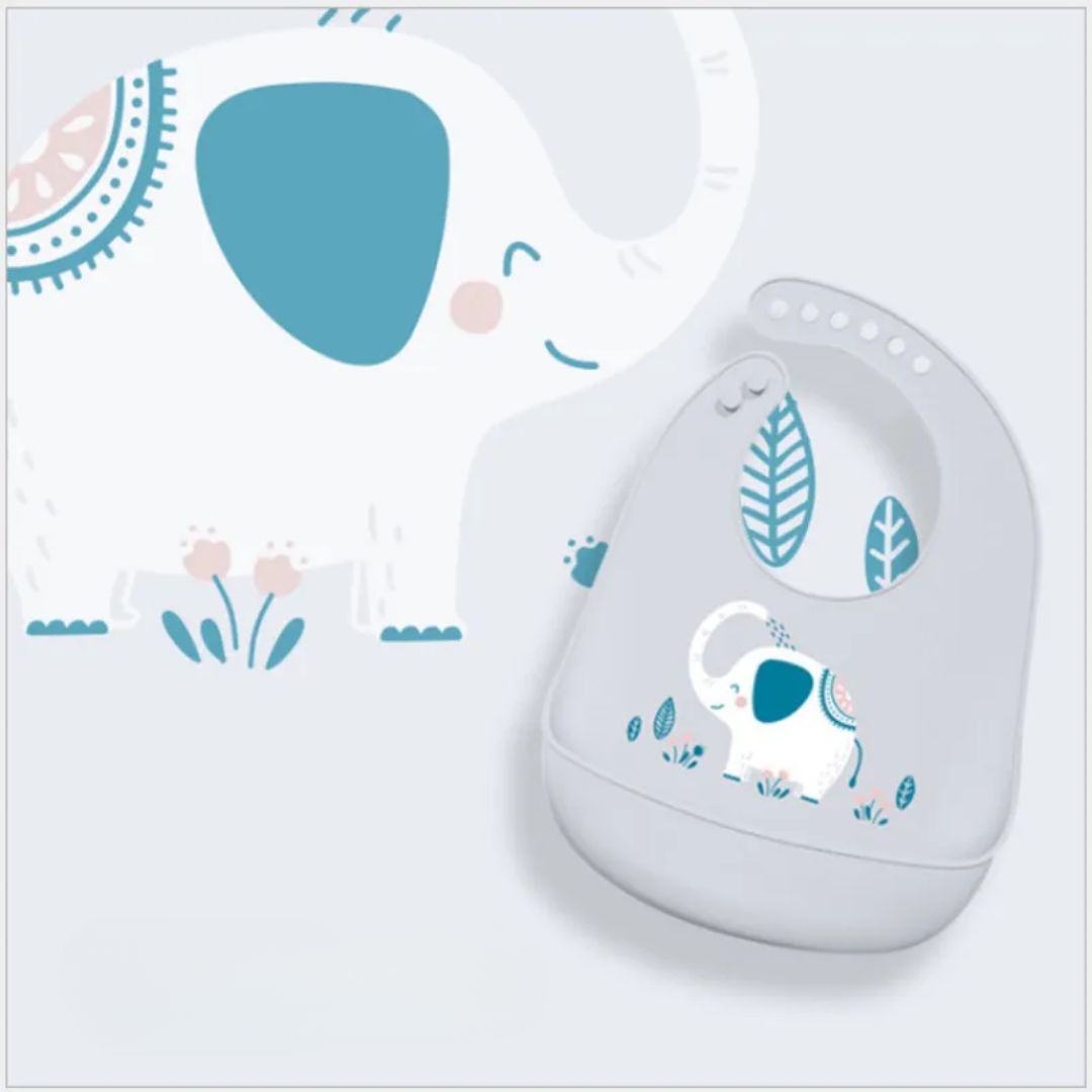 Silikon Lätzchen mit Auffangschale – Weiches Baby Lätzchen mit Tiermotiv