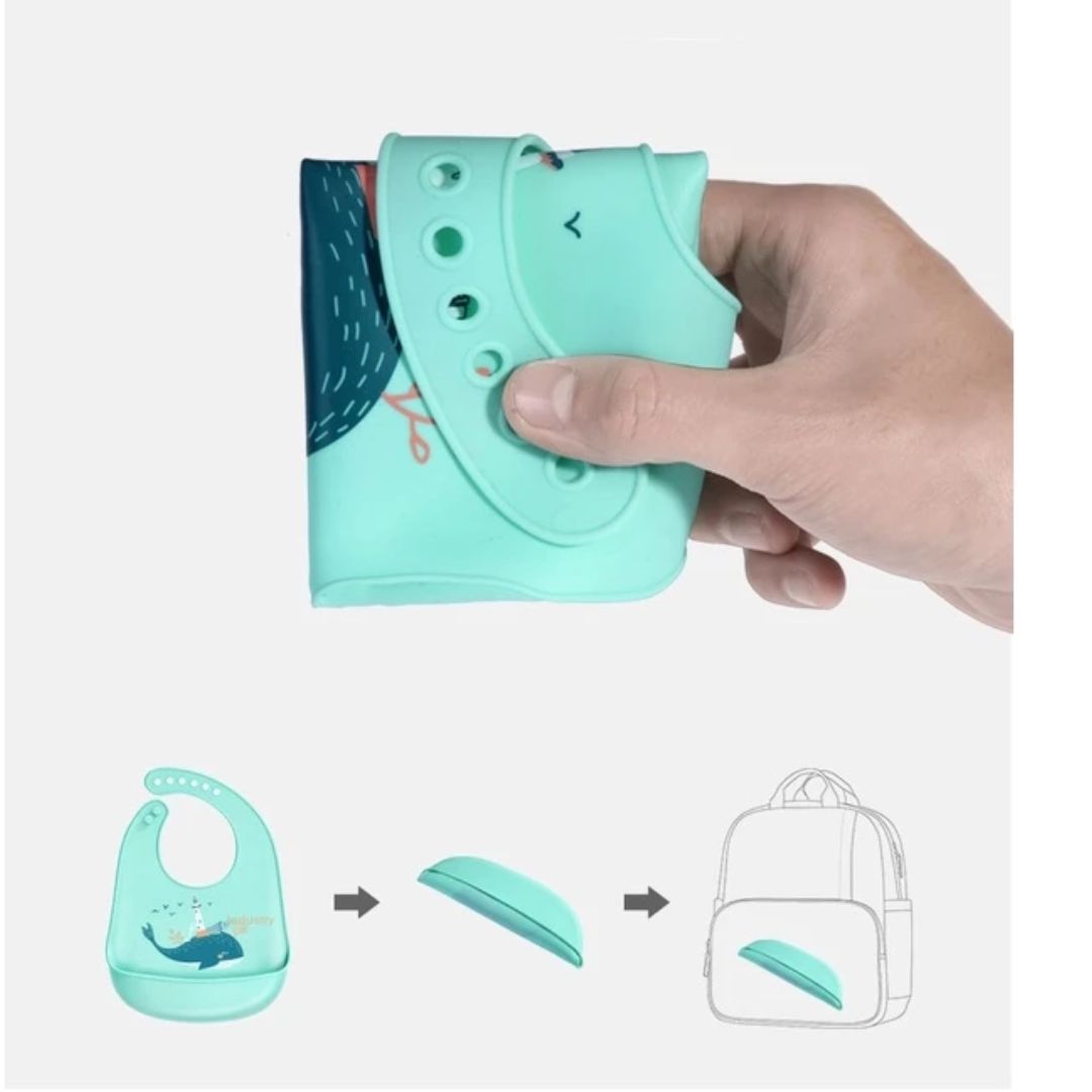 Silikon Lätzchen mit Auffangschale – Weiches Baby Lätzchen mit Tiermotiv