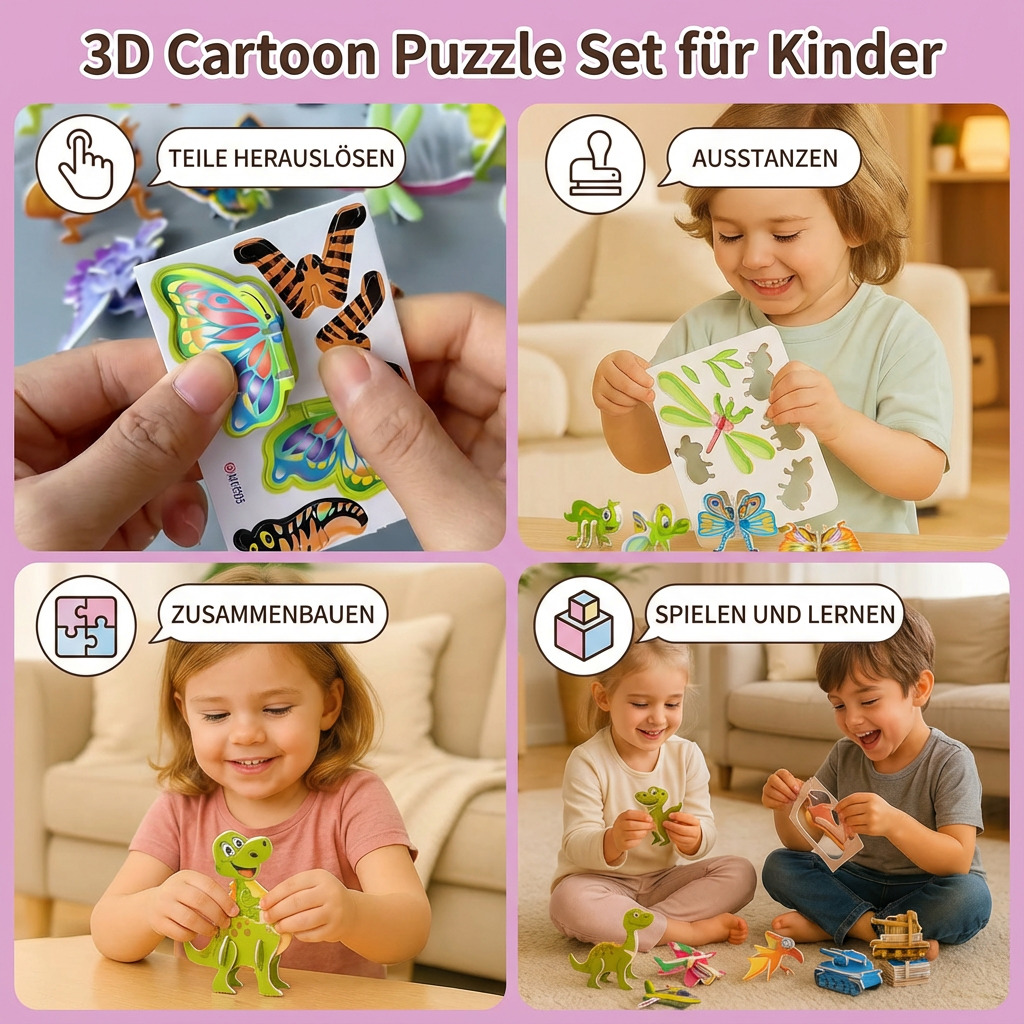 3D Cartoon Puzzle Set für Kinder