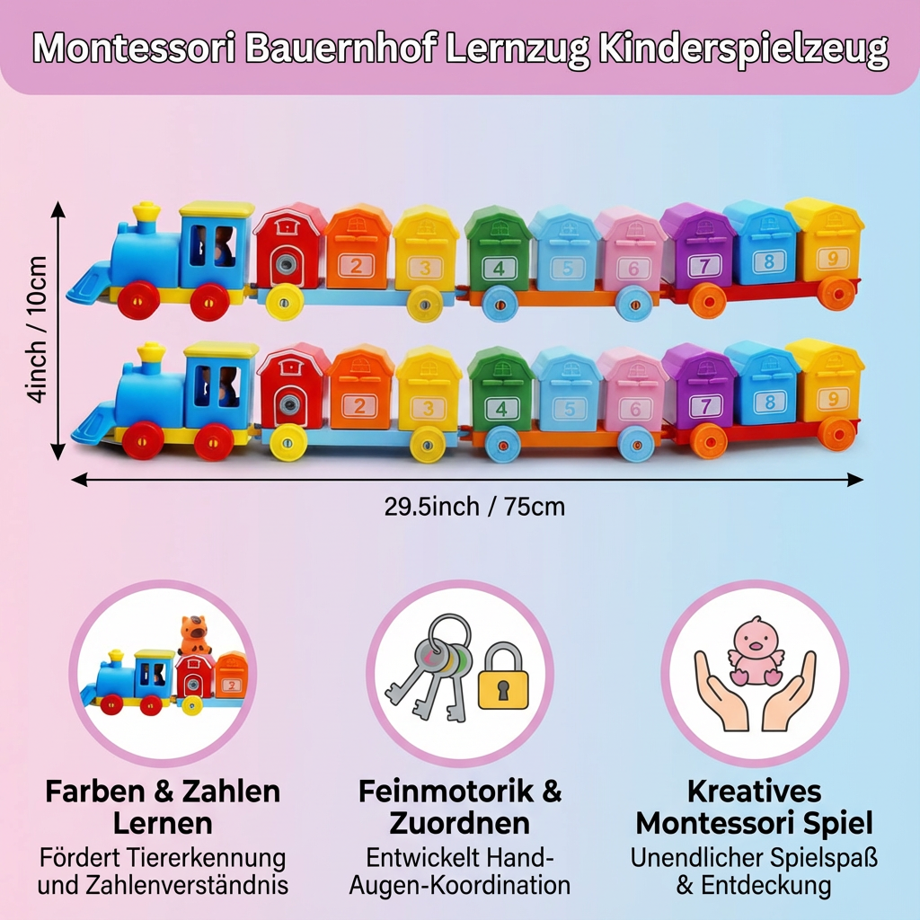 Montessori Bauernhof Lernzug Kinderspielzeug