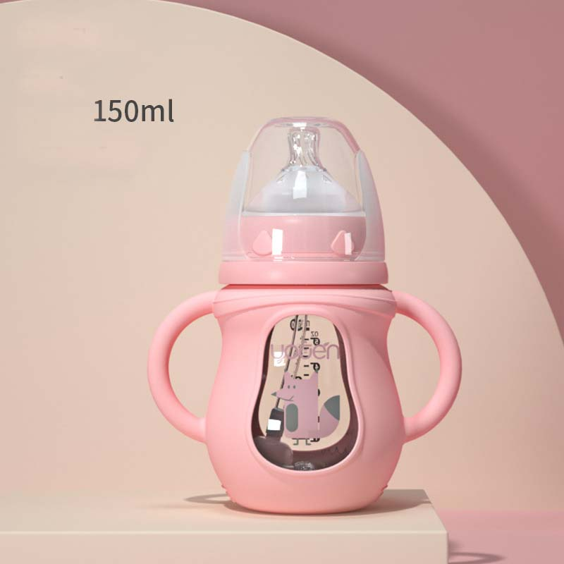 Baby Trinkflasche mit Griffen – Silikon mit Weichem Sauger & Tiermotiv