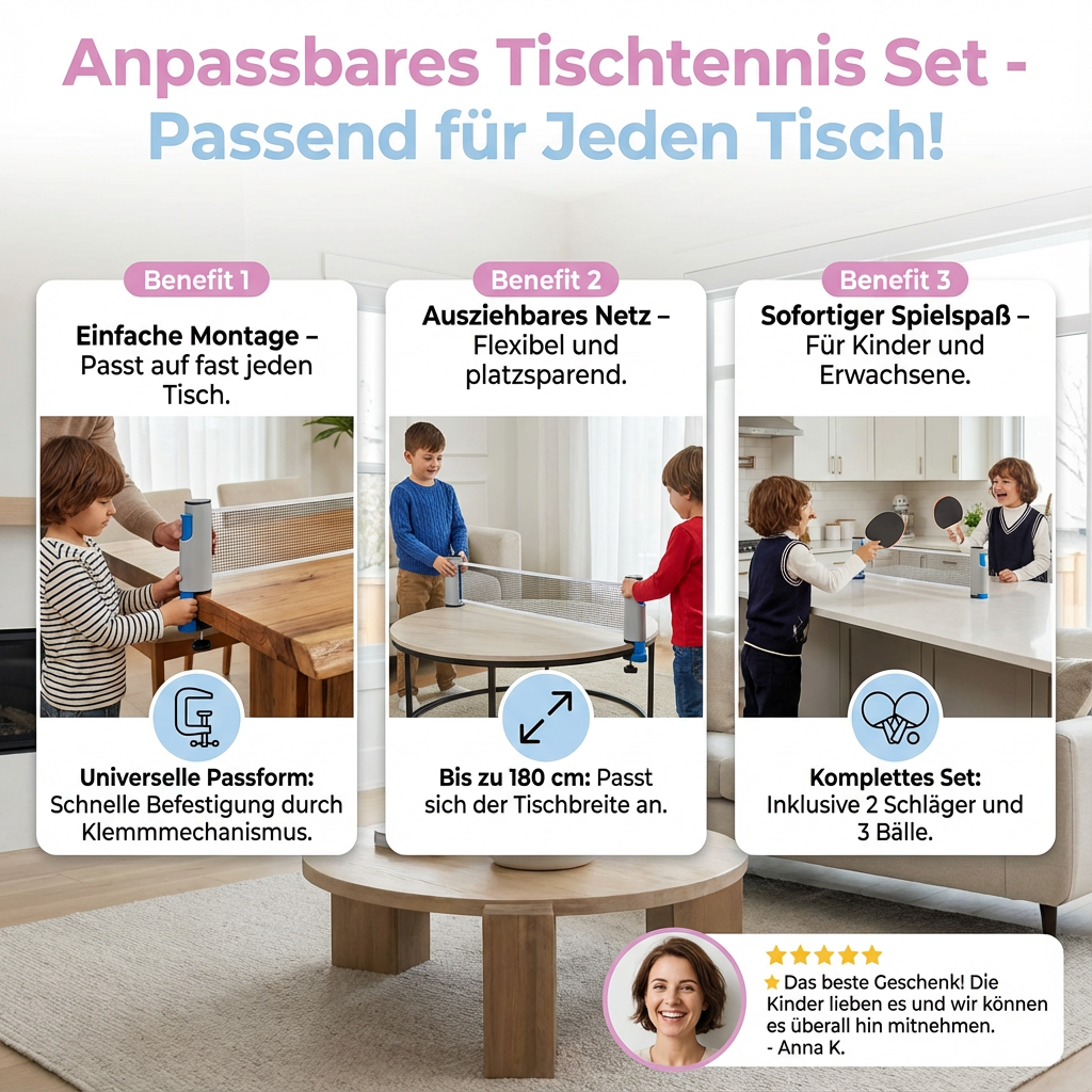Anpassbares Tischtennis Set - Passend für Jeden Tisch!