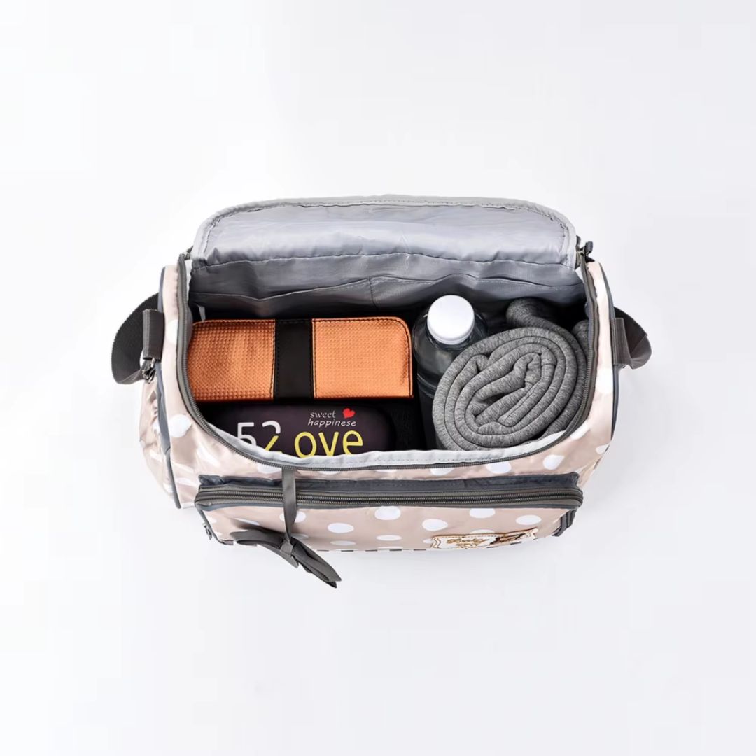 Baby Wickeltasche Blau mit Wickelunterlage und Flaschenhalter