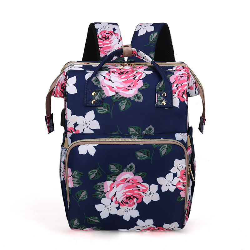 Faltbare Moskitonetz-Mama-Tasche mit Floral-Design – Praktische Wickeltasche