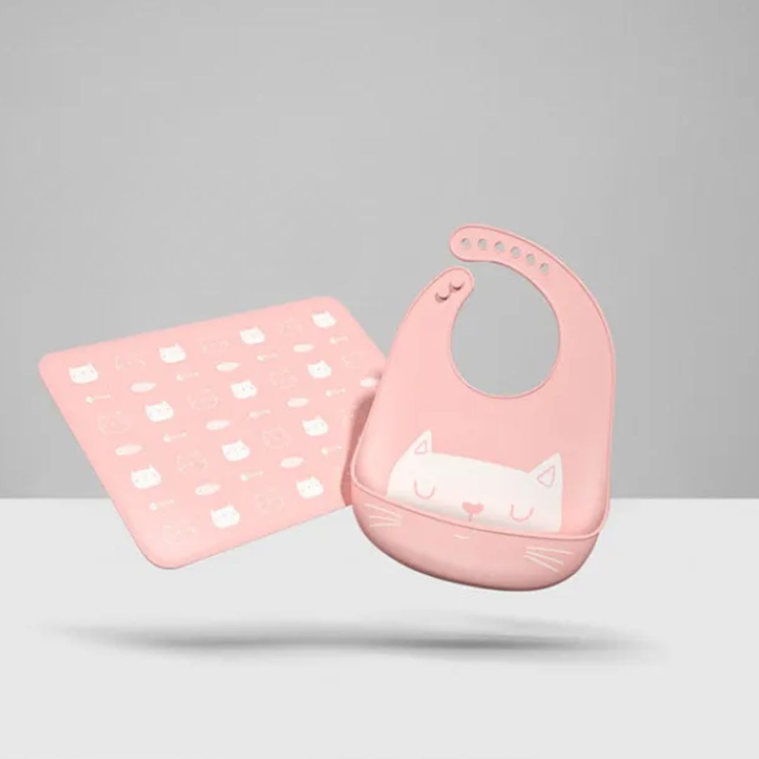 Silikon Lätzchen mit Auffangschale – Weiches Baby Lätzchen mit Tiermotiv