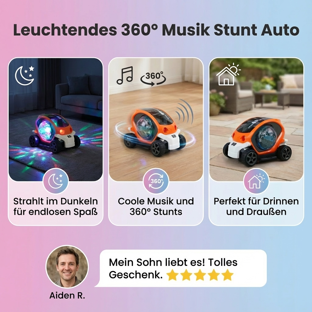 Leuchtendes 360° Musik Stunt Auto
