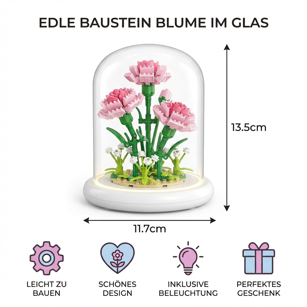 Edle Baustein Blume im Glas