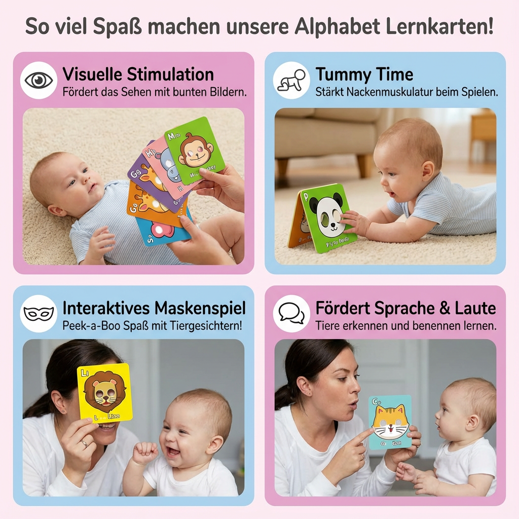 Alphabet Lernkarten mit Tierdesigns