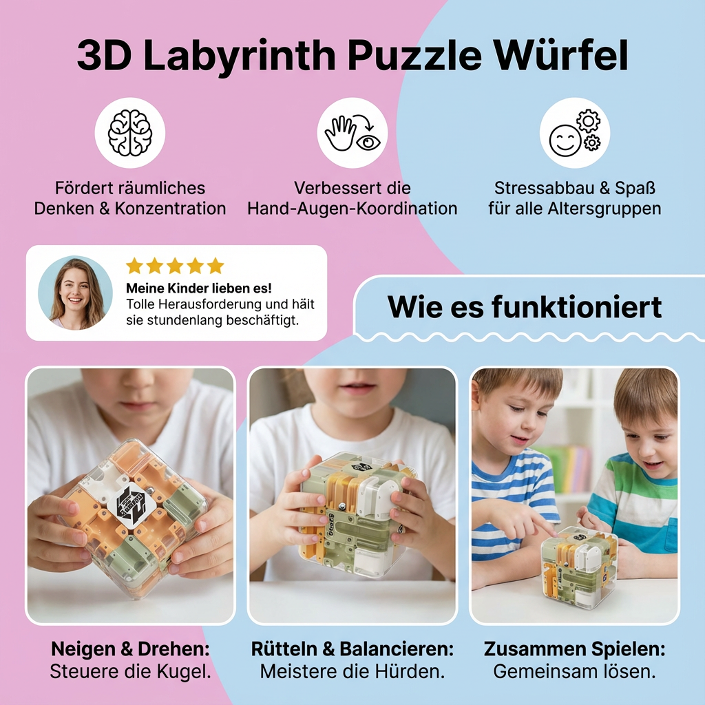 3D Labyrinth Puzzle Würfel