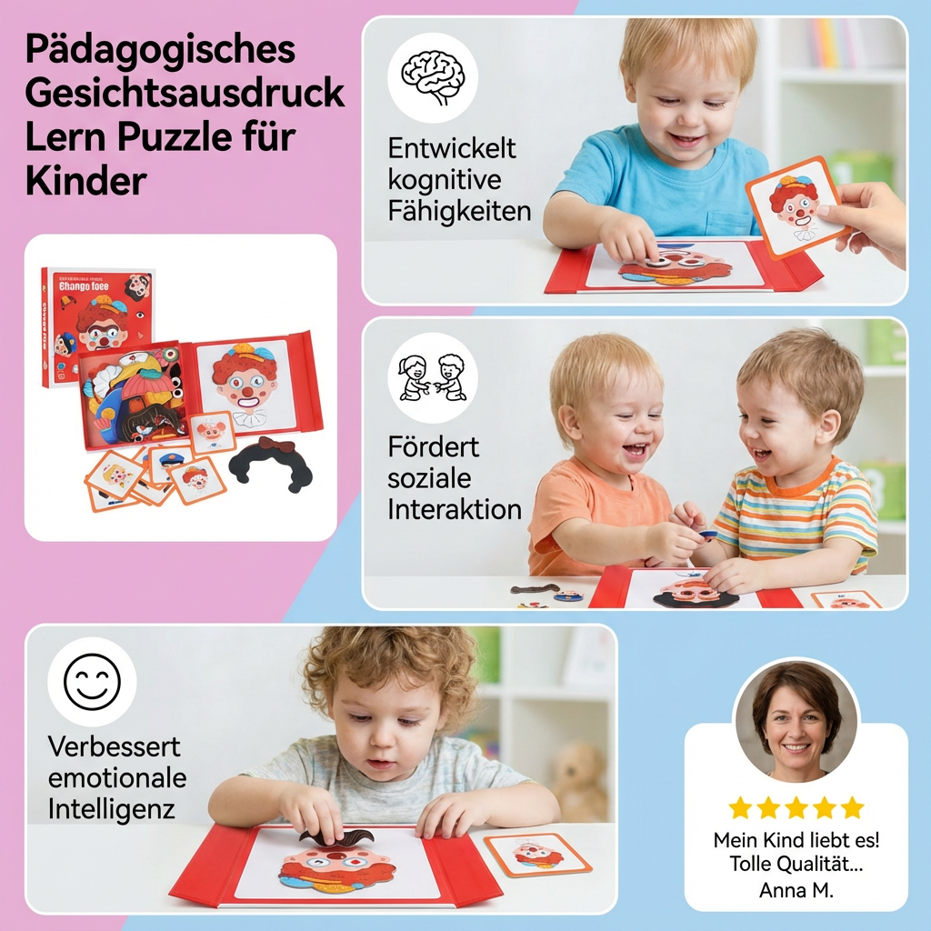 Pädagogisches Gesichtsausdruck Lern Puzzle für Kinder