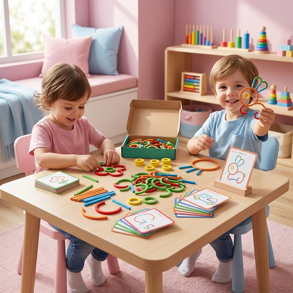 Pädagogisches Montessori Stöcke und Ringe Puzzle Bausteine
