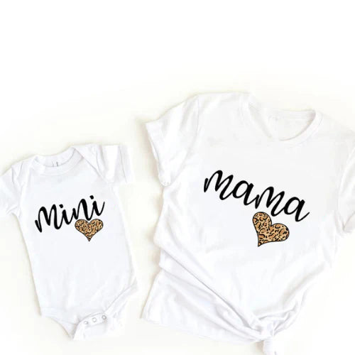 Mama & Tochter - Passendes T-Shirt & Strampler im Regenbogen-Design