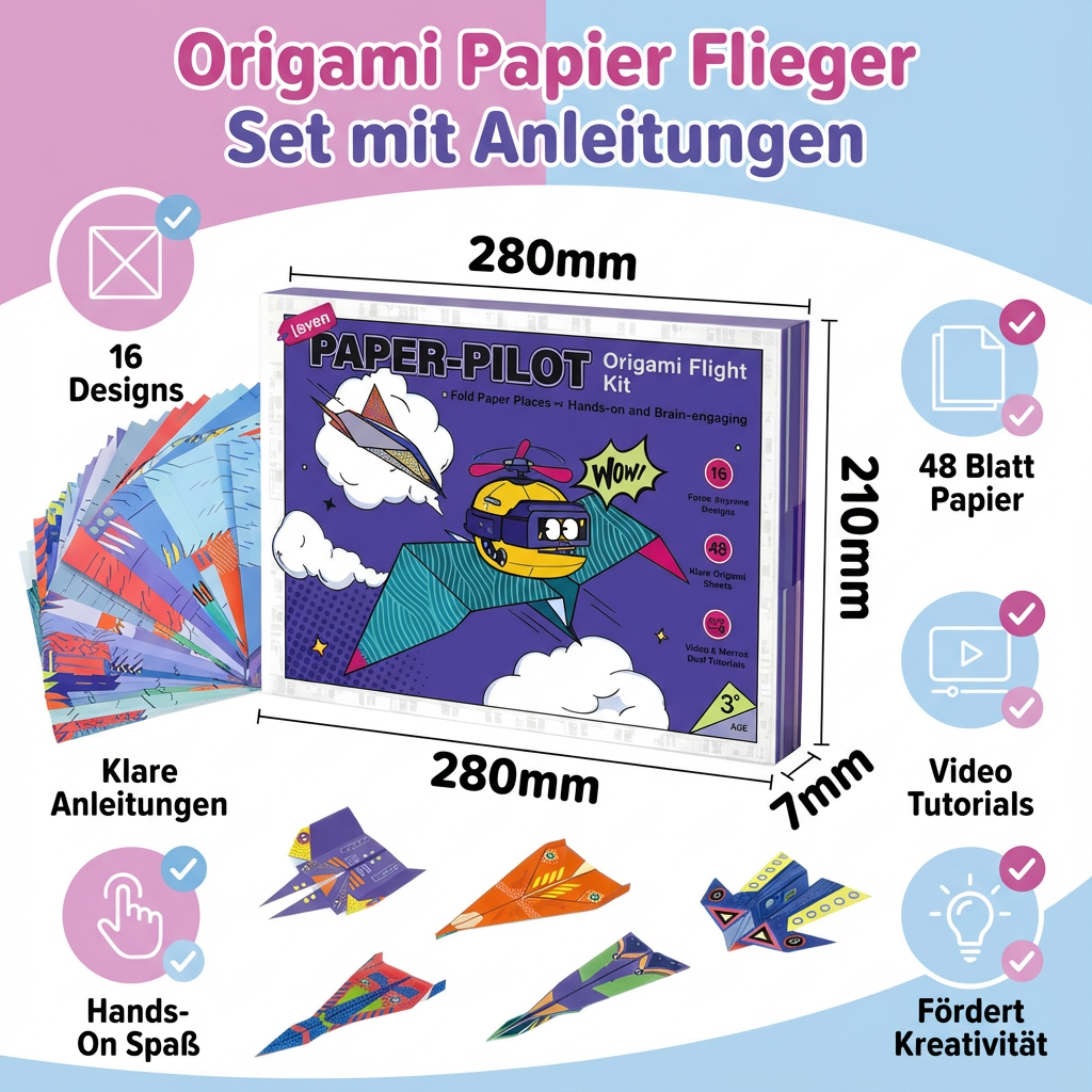 Origami Papier Flieger Bau Set mit Anleitungen