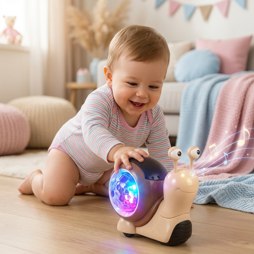 Leuchtende und Musik Spielende Schnecke Krabbelspielzeug