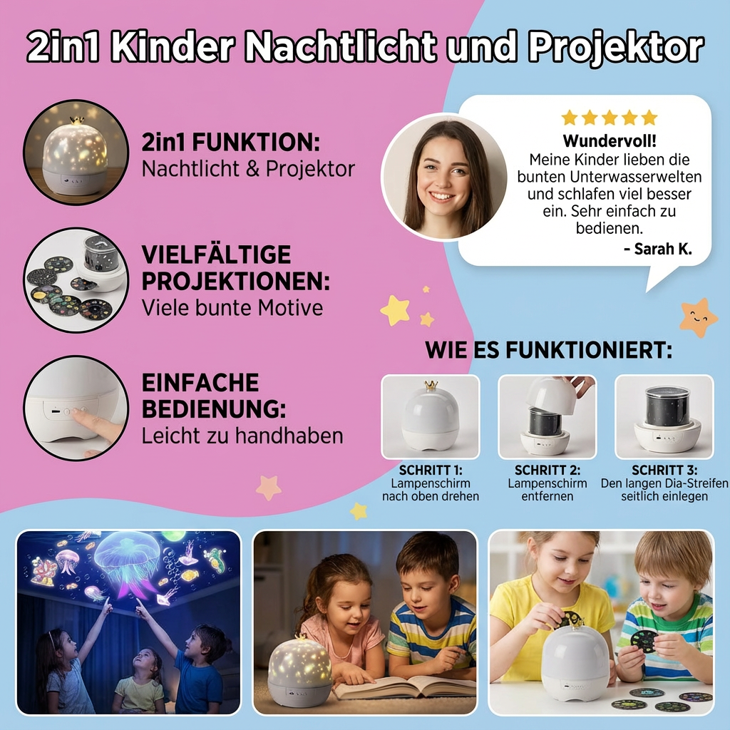 2in1 Kinder Nachtlicht und Projektor