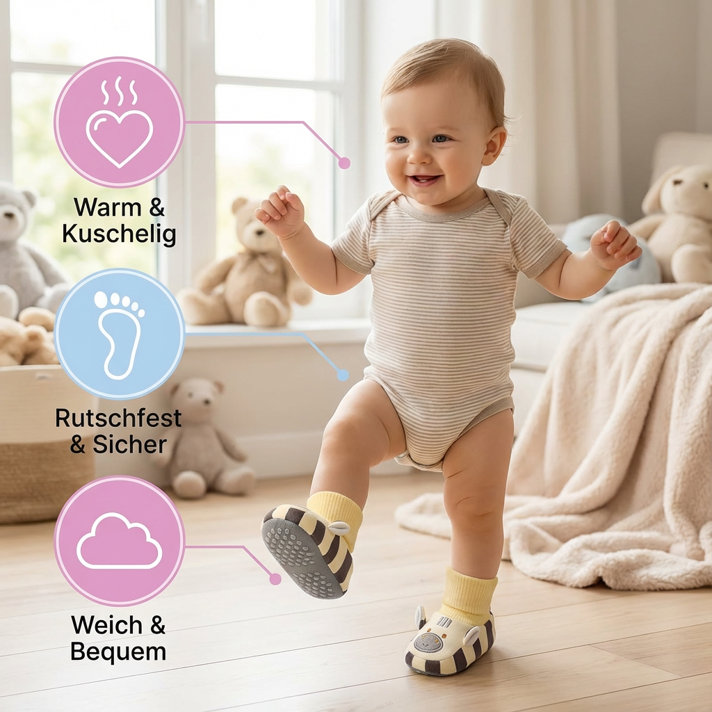 Kuschelweiche Baby-Socken-Schuhe – Warm, Rutschfest & Bequem