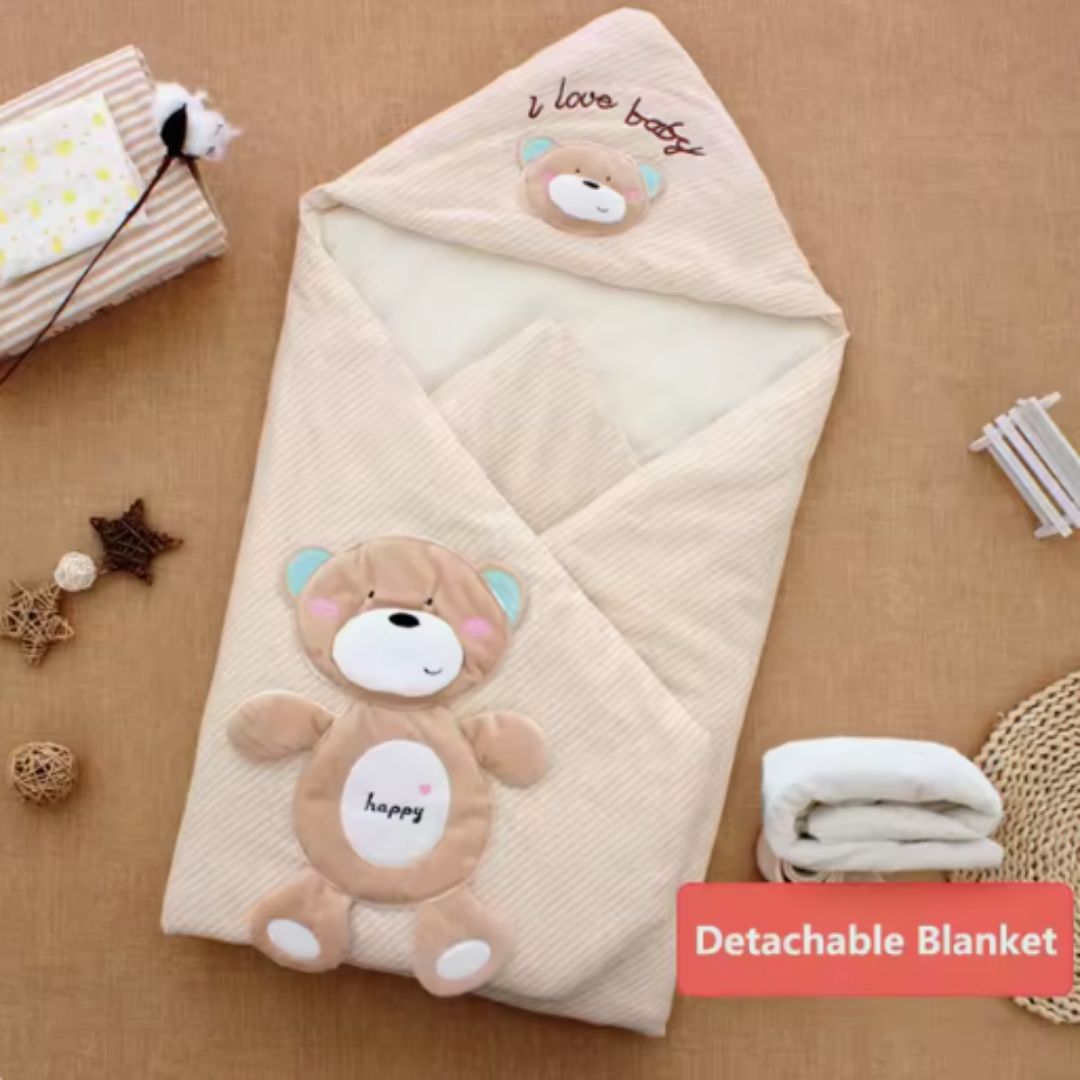 Baby Einschlagdecke mit Kapuze – Weicher Neugeborenen Schlafsack
