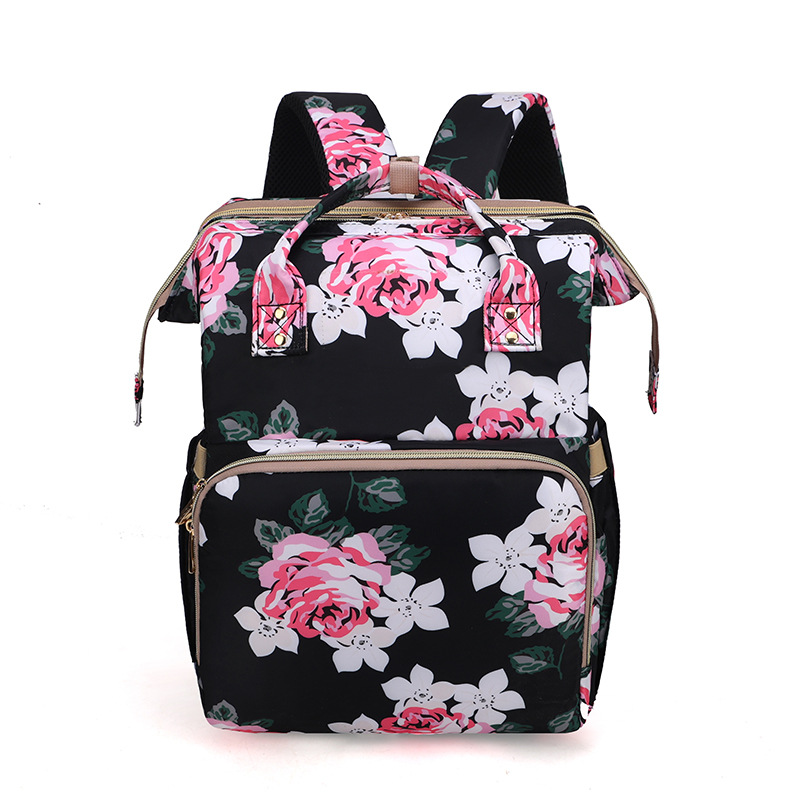 Faltbare Moskitonetz-Mama-Tasche mit Floral-Design – Praktische Wickeltasche