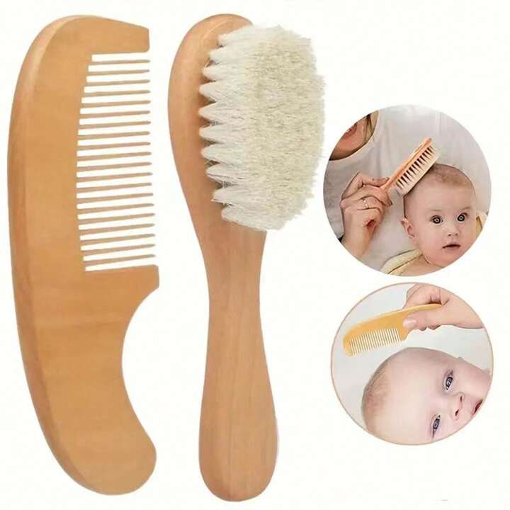 Baby Haarpflege Set mit Bürste und Holzkamm