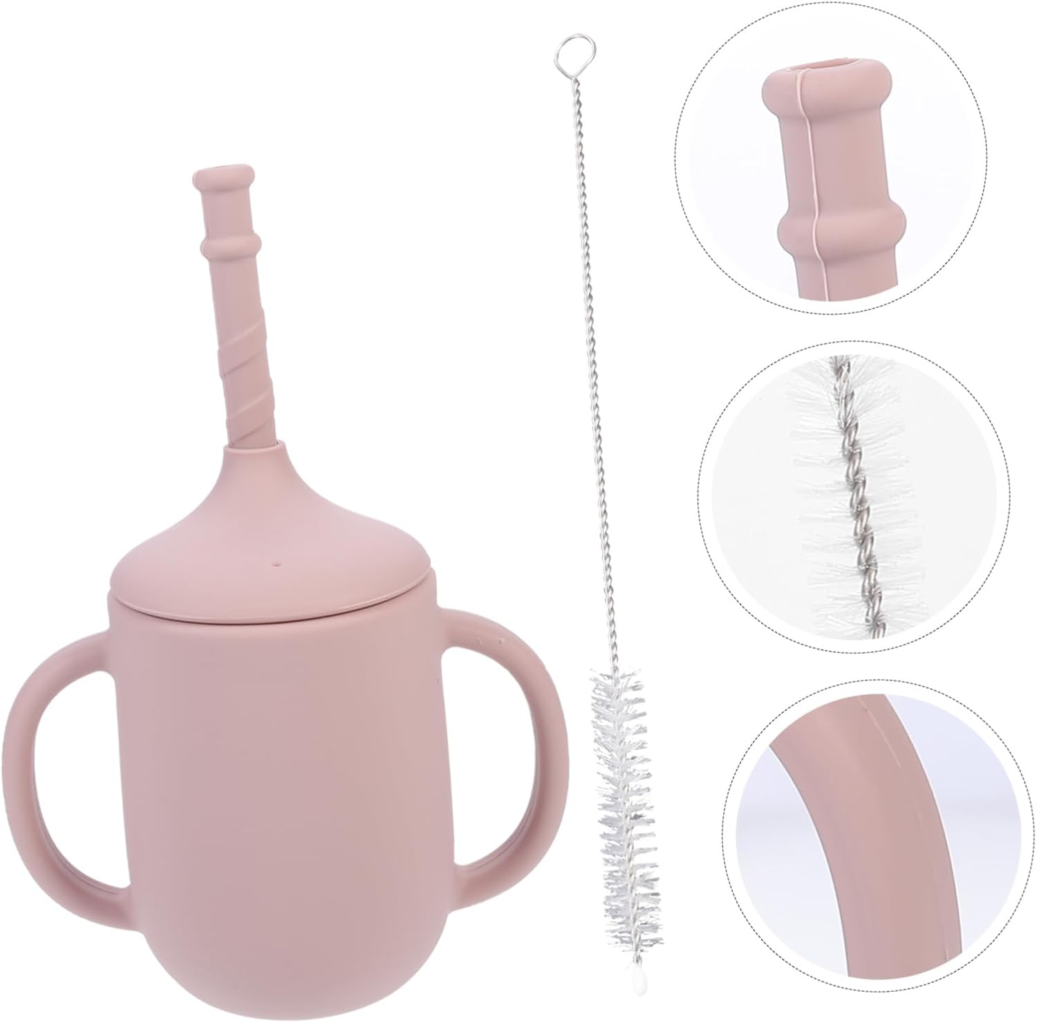 Silikon Trinklernbecher für Babys – Auslaufsicherer Becher mit Griffen und Strohhalm