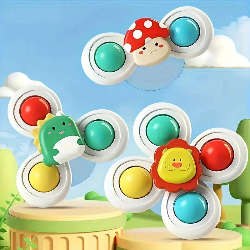 Niedliches Saugnapf Drehspielzeug für Babys 3er Set