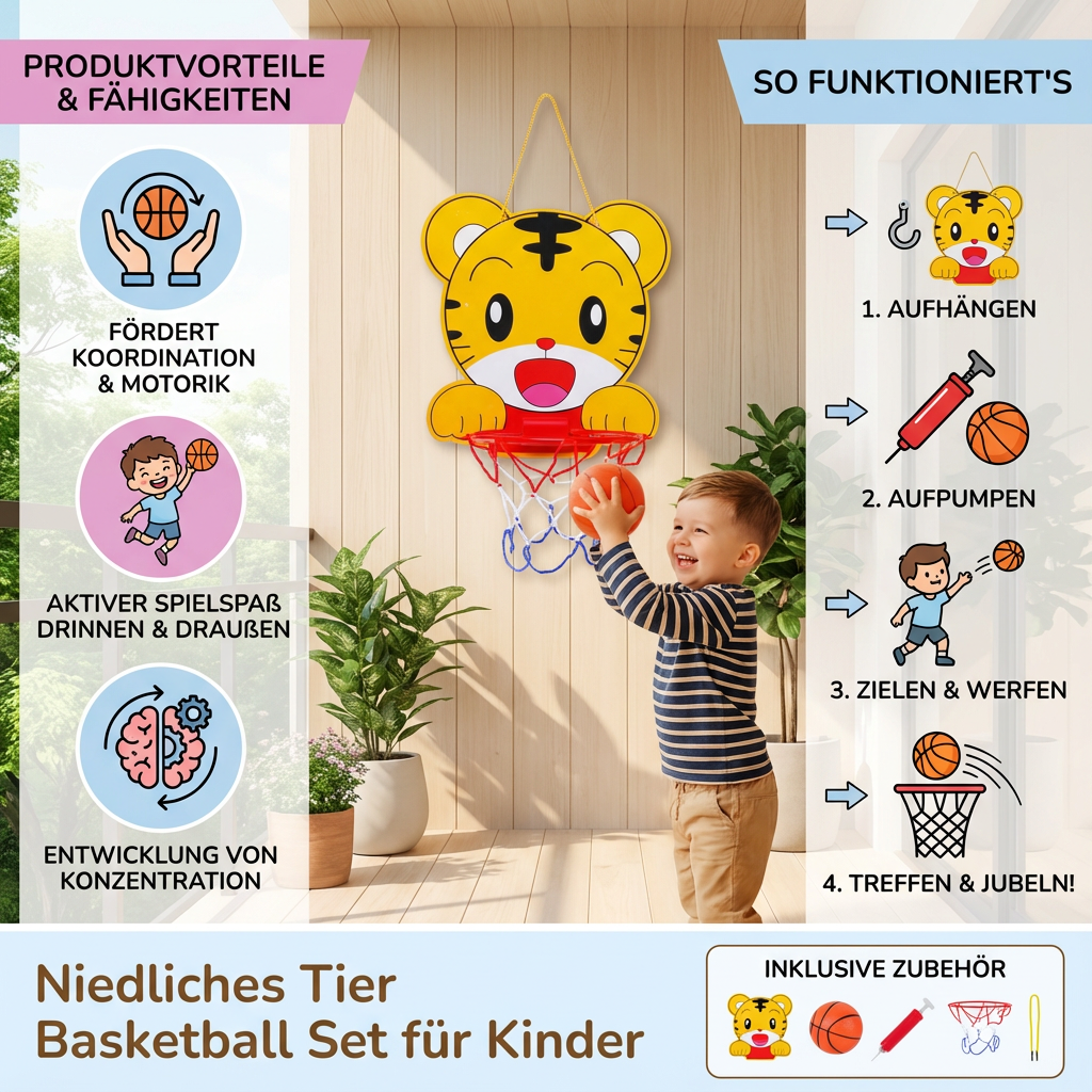 Niedliches Tier Basketball Set für Kinder