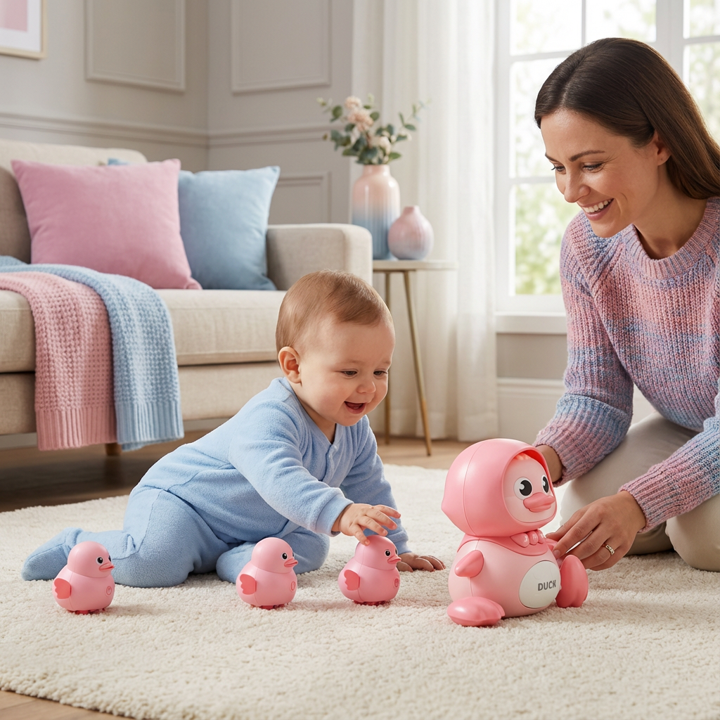 Watschelnde Entenfamilie Kinder Spielzeug