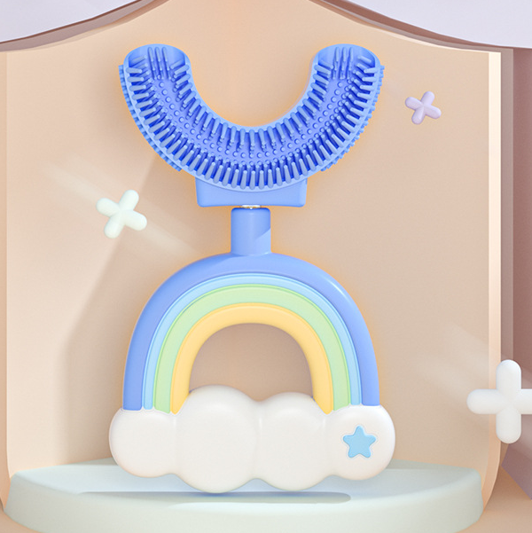 Silikon Kinderzahnbürste U-Design Regenbogen