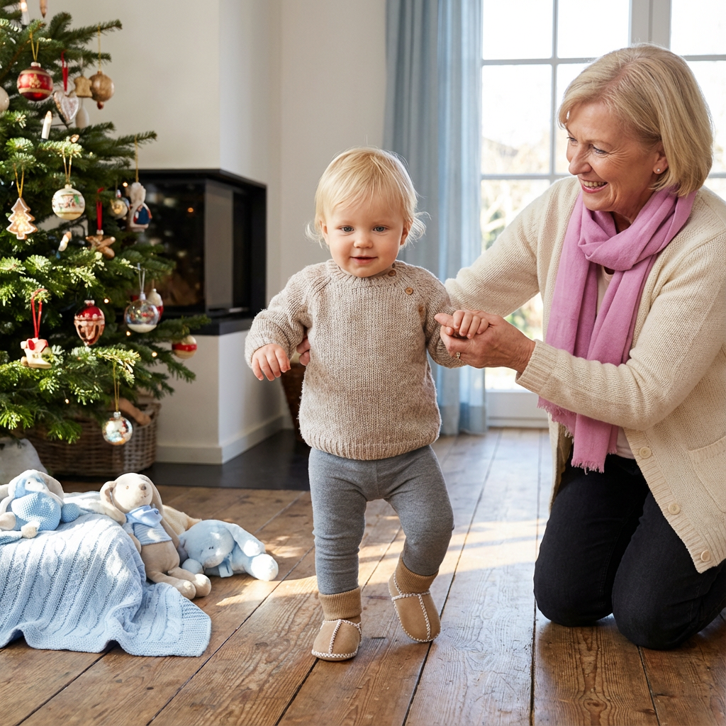 Gefütterte Baby Winter Socken Schuhe in Wildleder Optik
