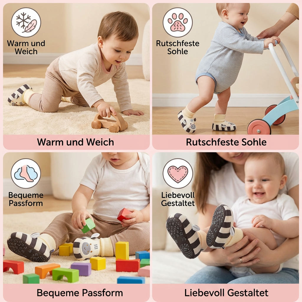 Kuschelweiche Baby-Socken-Schuhe – Warm, Rutschfest & Bequem