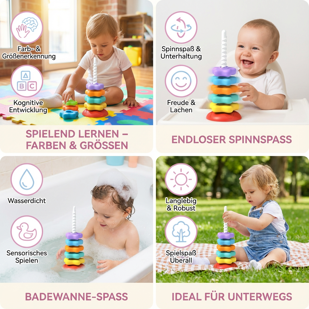 Regenbogen Dreh- und Farbturm Spielzeug