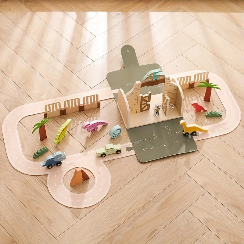 Dino-Park Spielset aus Holz – Prähistorischer Spaß für Kinder