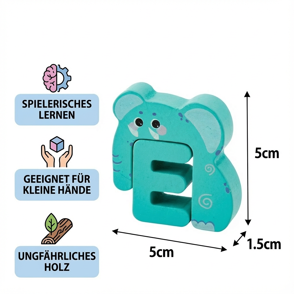 Holz Tier Alphabet Puzzle – A-Z Lernspielzeug für Kinder