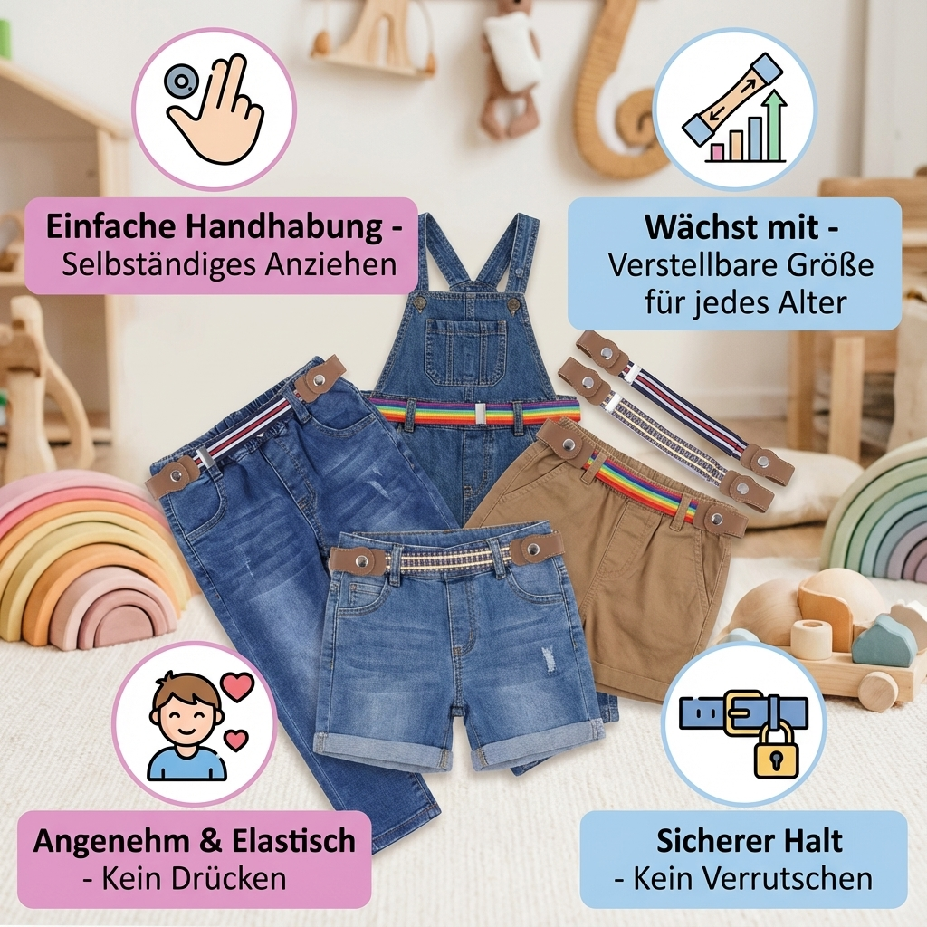 Angenehme Elastische Kinder Gürtel - Passend für jedes Alter