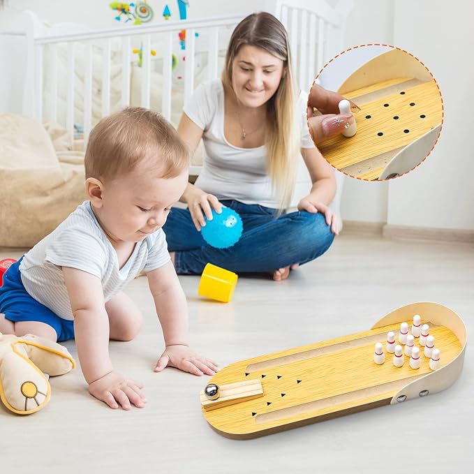 Mini- Bowling – Holz- Kegelbahn Für Zuhause